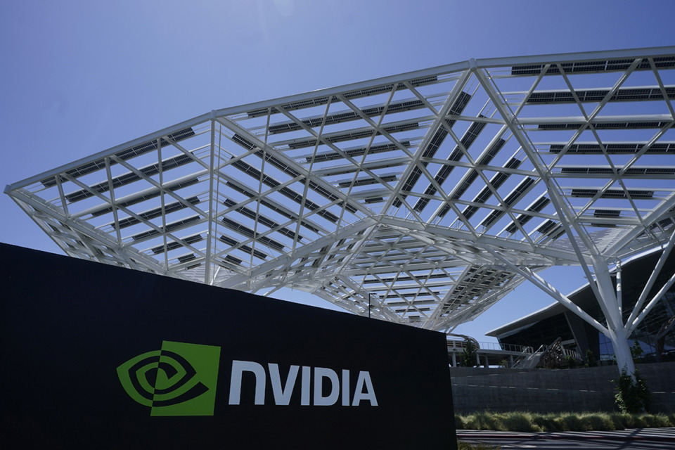 <strong>The Memphis supercomputer has received all the H100 Nvidia chips needed but the chips still must be installed into racks. A Nvidia Corporation sign is shown in Santa Clara, Calif.</strong> (Jeff Chiu/AP Photo file)