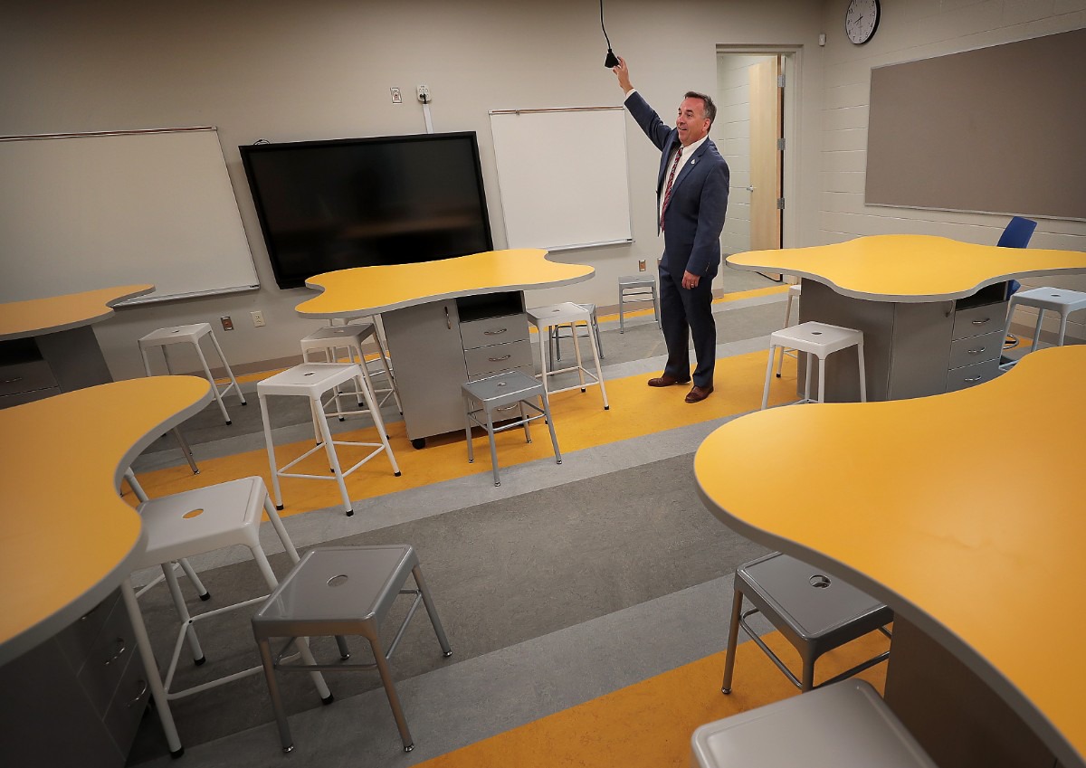 <strong>Germantown schools superintendent Jason Manuel talks about some of the innovations at Forest Hill Elementary on Aug. 8, 2019.</strong>&nbsp;<strong>The school will be Germantown's first new school.&nbsp;</strong>(Jim Weber/Daily Memphian)