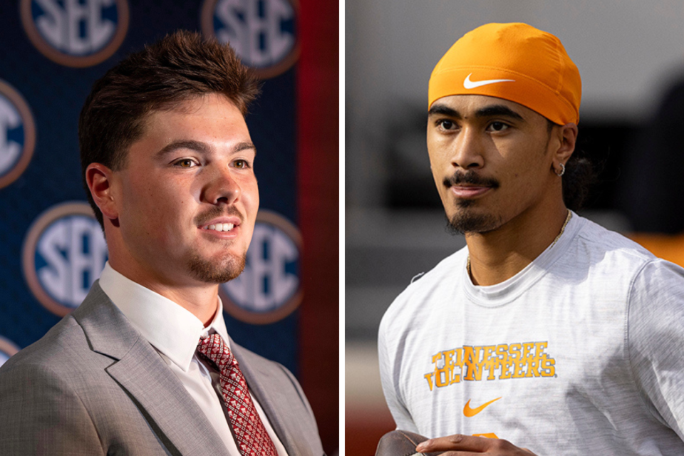 <strong>Left to right, Oklahoma quarterback Jackson Arnold and&nbsp;Tennessee&rsquo;s Nico Iamaleava.&nbsp;</strong>(AP Photo file)&nbsp;