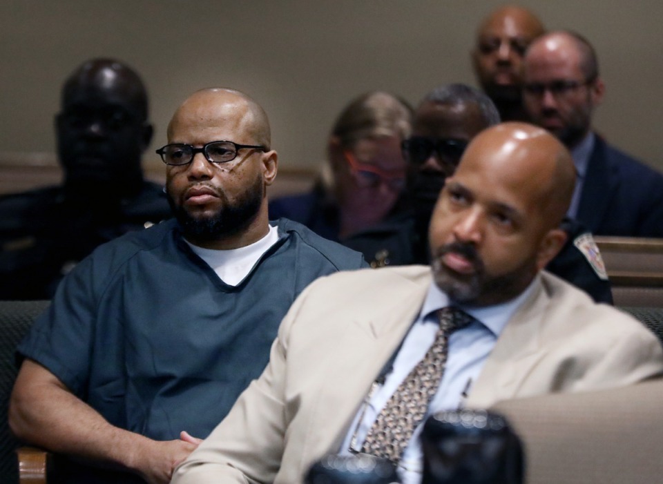 <strong>Billy Ray Turner appears in Shelby County Criminal Court Judge Lee Coffee's court with his attorney, John Keith Perry (right center), on Thursday, Aug. 8, 2019. Turner, accused of fatally shooting Lorenzen Wright, was handed a 16-year jail sentence for being a convicted felon in possession of a firearm.</strong> (Patrick Lantrip/Daily Memphian)
