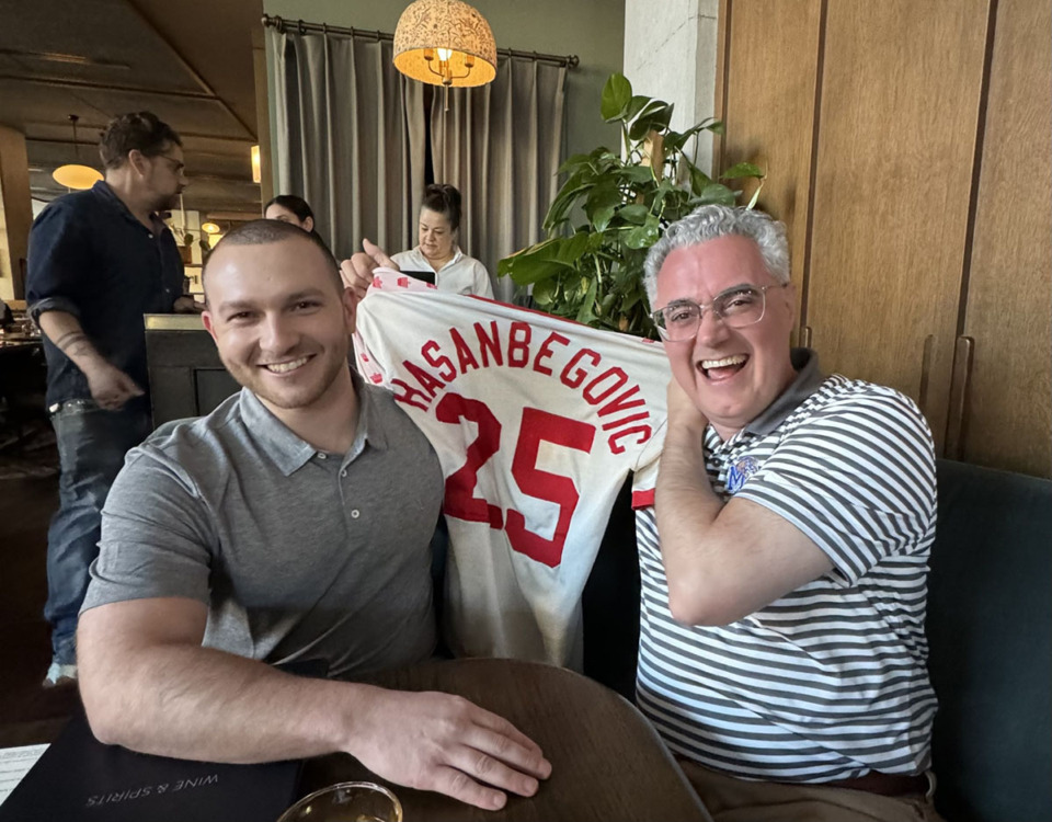 <strong>Ned Hasanbegovic (left) reached out to Geoffrey Gaia (right) after Hasanbegovic&rsquo;s father&rsquo;s death.</strong> (Courtesy Geoffrey Gaia)