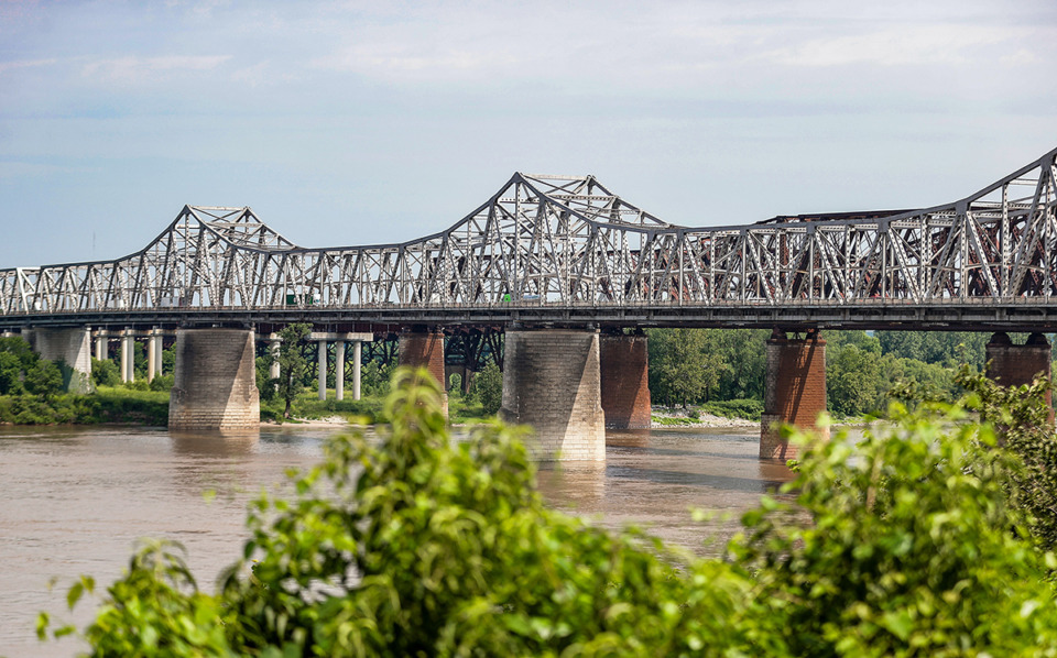 <strong>Local leaders had a press conference formally announcing federal grant funding for the construction of a new bridge across the Mississippi River.</strong> (Patrick Lantrip/The Daily Memphian)