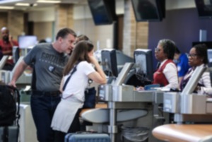 <strong>A Delta Airlines employees try to help delayed customers at Memphis International Airport July 19, 2024.</strong> (Patrick Lantrip/The Daily Memphian)