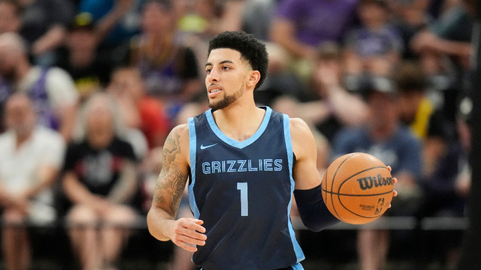 <strong>Memphis Grizzlies Scotty Pippen Jr., brings the ball up court during the second half of an NBA summer league basketball game against the Utah Jazz Monday, July 8, 2024, in Salt Lake City.</strong> (AP File Photo/Rick Bowmer)