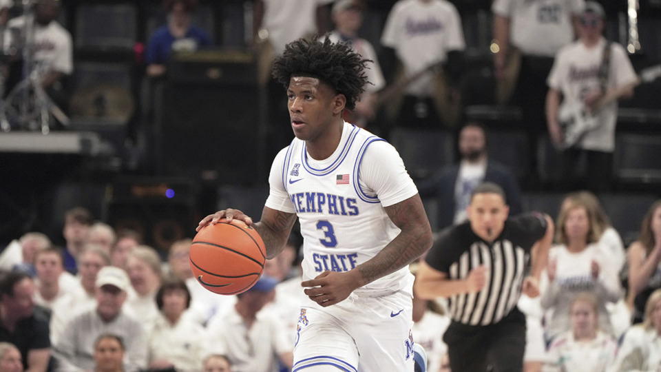 <strong>Kendric Davis (3) plays against Houston in an NCAA college basketball game Sunday, March 5, 2023, in Memphis.</strong> (Karen Pulfer Focht/AP Photo file)