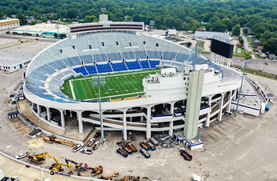 <strong>Construction on Simmons Bank Liberty Stadium July 20, 2024.</strong> (Patrick Lantrip/The Daily Memphian)