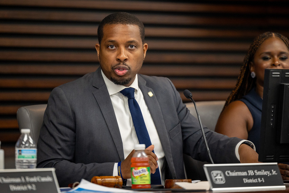 <strong>Chairman JB Smiley Jr. speaks during during the Memphis City Council's executive session July 9.</strong> (Benjamin Naylor/The Daily Memphian)