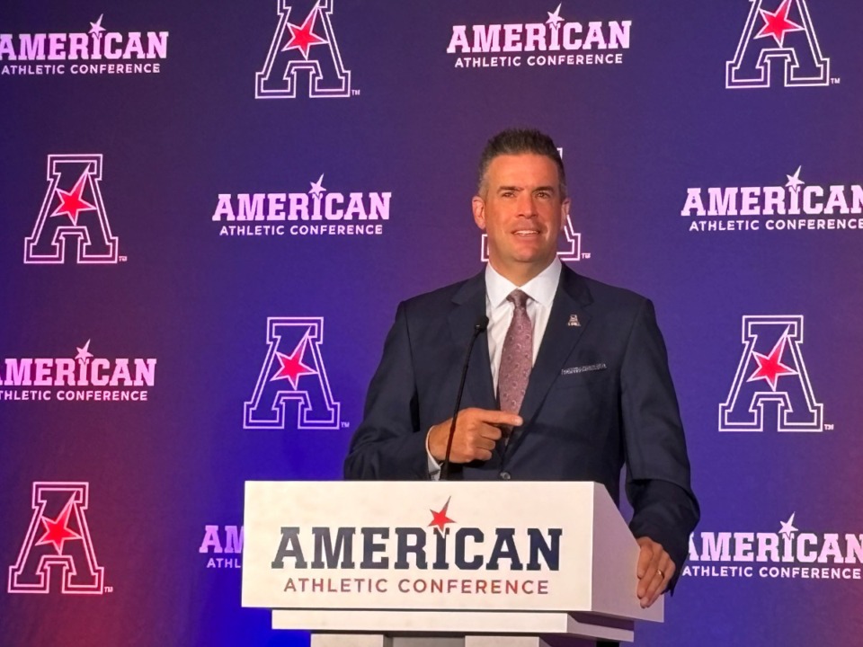 <strong>AAC Commissioner Tim Pernetti offered his ideas on an additional playoff, conference realignment and controlling rights for the annual Army vs. Navy game.</strong> (Tim Buckley/The Daily Memphian)