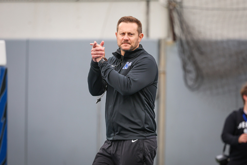 <strong>Memphis Tigers head coach Ryan Silverfield looks on during the spring game at Simmons Bank Liberty Stadium on April 20 in Memphis.</strong> (Wes Hale/Special to The Daily Memphian)