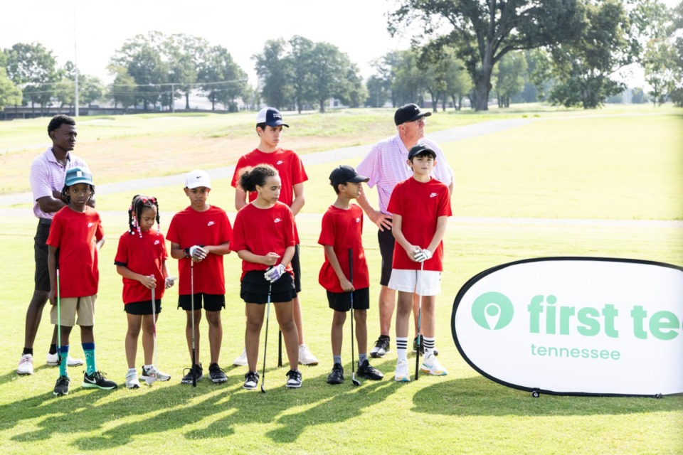 <strong>Members of First Tee Tennessee, an organization that makes the game accessible to young golfers, are guests at Links at Audubon golf course opening.</strong> (Brad Vest/Special to The Daily Memphian)