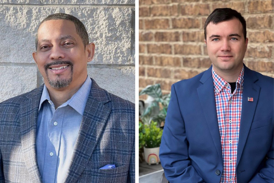 <strong>Dwight Barker (left), and Jordan Hinders will face each other for Arlington&rsquo;s Position 2 alderman seat in the Thursday, Aug. 1 municipal elections.</strong> (Courtesy Dwight Barker and Jordan Hinders)