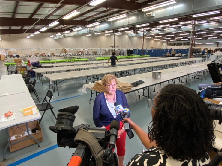 <strong>Shelby County Elections Administrator Linda Phillips says 4,500 voters cast ballots in the first three hours of Election Day voting across Shelby County.</strong> (Bill Dries/The Daily Memphian)