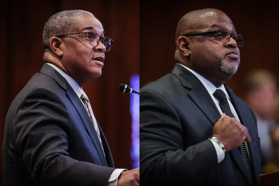 <strong>Memphis city CCO Walter Person (left) and city COO&nbsp;Antonio Adams&nbsp;(right) were confirmed for their interim positions by the Memphis City council Jan 9, 2024. </strong>(Patrick Lantrip/The Daily Memphian)