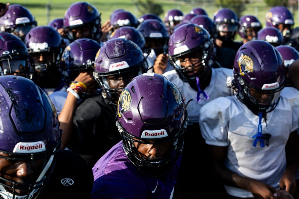 <strong>Southwind High football players work through drills Wednesday, July 31, 2024. The team is coming off an appearance in the state semifinals, its best season ever.</strong> (Brad Vest/Special to The Daily Memphian)