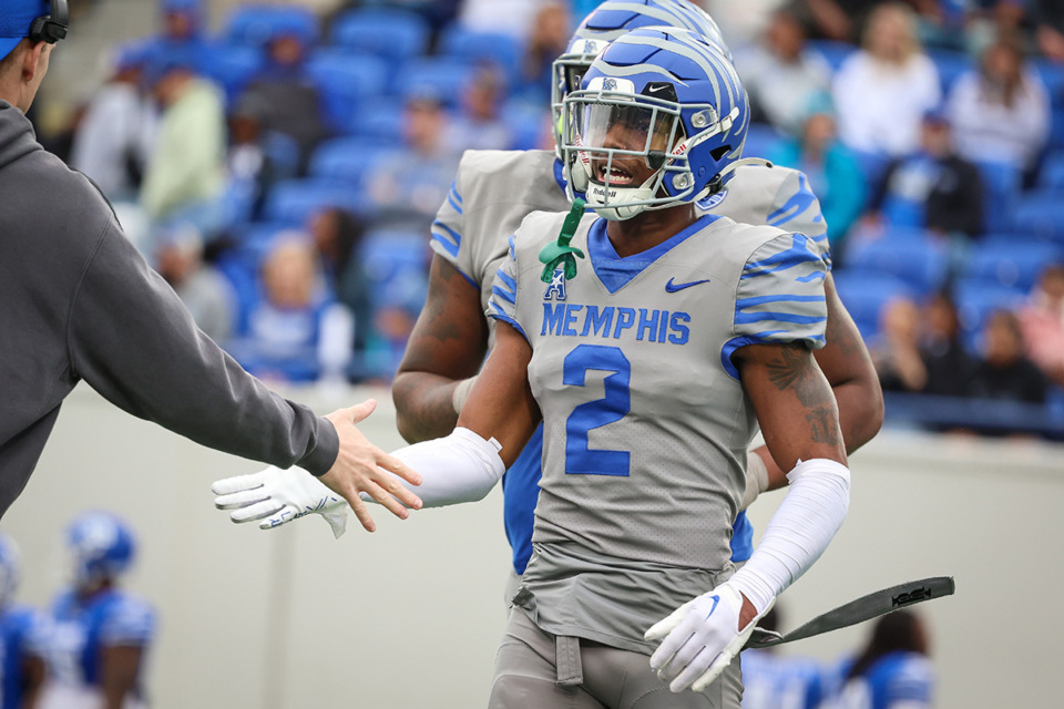 <strong>Memphis Tiger defensive back Julian Barnett (2) reacts during the spring game at Simmons Bank Liberty Stadium on April 20 in Memphis.</strong> (Wes Hale/Special to The Daily Memphian file)&nbsp;