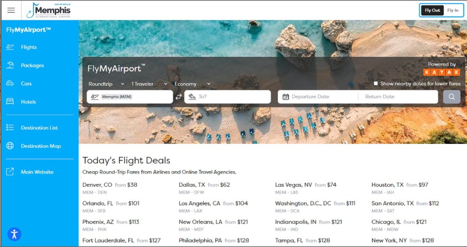 <strong>Memphis International Airport&rsquo;s FlyMyAirport feature helps travelers find the best deals on flights out of Memphis.</strong> (Courtesy Memphis International Airport)