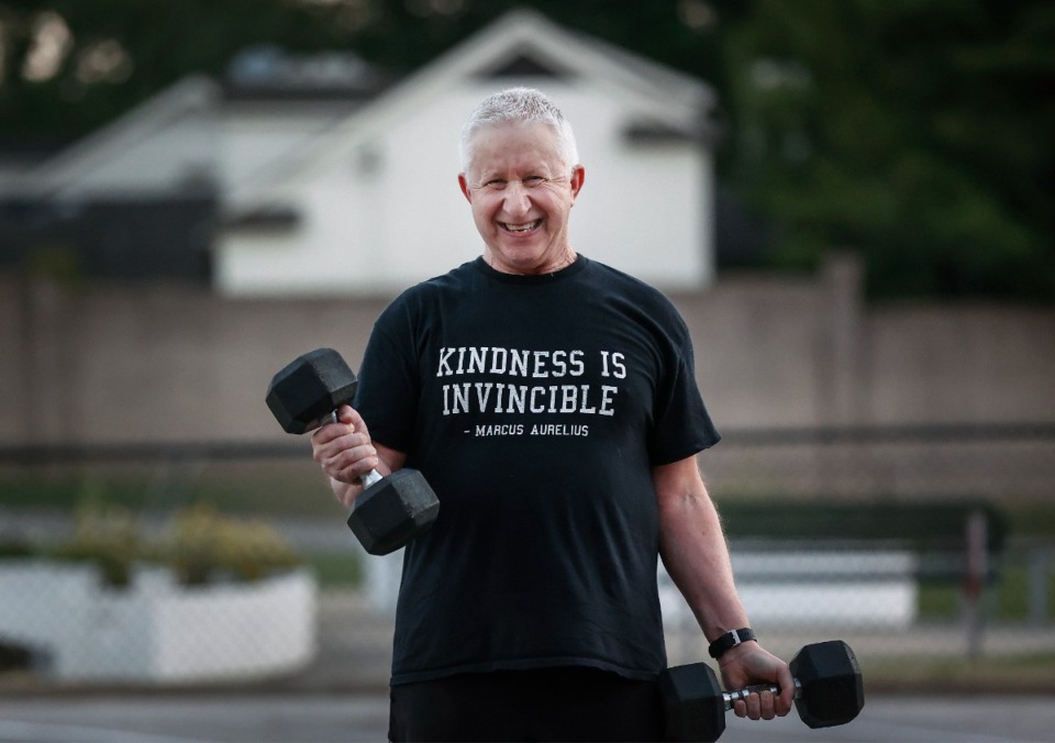 <strong>Tony Ludlow leads an early morning boot camp on Thursday, August 9, 2024 in the parking lot of Christ Church Memphis.</strong> (Mark Weber/The Daily Memphian)