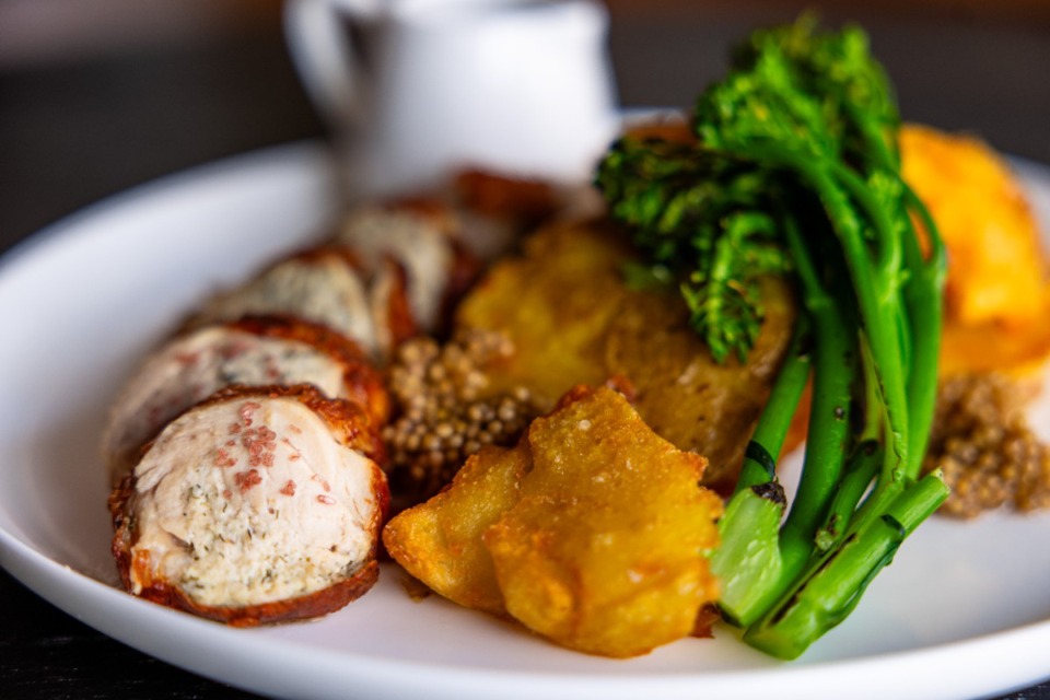 <strong>Chef Joshua Mutchnick uses matzo and the seasonings traditionally used in making matzo balls for his Matzo Ball Stuffed Chicken.</strong> (Benjamin Naylor/The Daily Memphian)