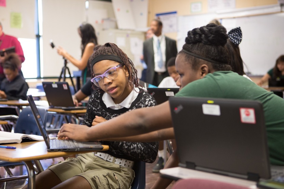 <strong>Sherwood Middle eighth graders work on an algebra assignment. The middle school had five vacancies at the start of the 2024-25 school year.&nbsp;</strong>(The Daily Memphian file)&nbsp;