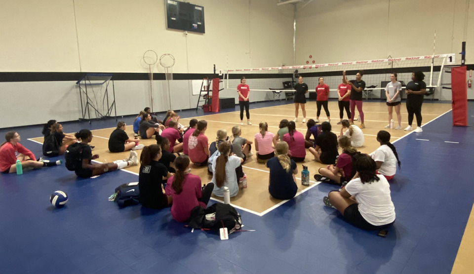 <strong>The original Metro Volleyball 25,000-square-foot space holds five volleyball courts, office space, a rehab area, a concession stand, bathrooms and a laundry room.</strong> (Courtesy Katie Hill/Metro Volleyball)