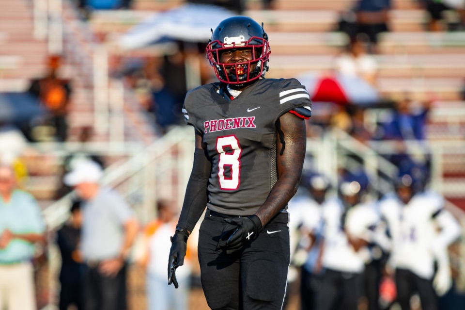 <strong>Stanley Burrow from MASE football looks to the sideline during MASE's scrimage against Collierville Aug. 9.</strong> (Benjamin Naylor/The Daily Memphian)