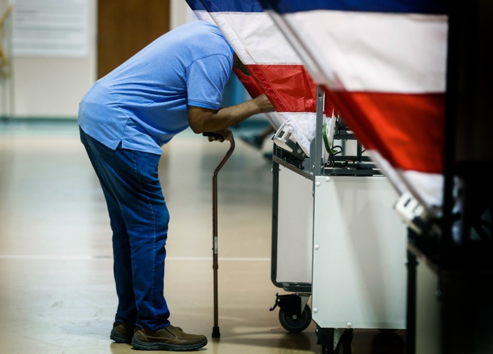 <strong>A voter cast their ballots at Riverside Missionary Baptist Church on Thursday, Aug. 1, 2024.</strong> (Mark Weber/The Daily Memphian)