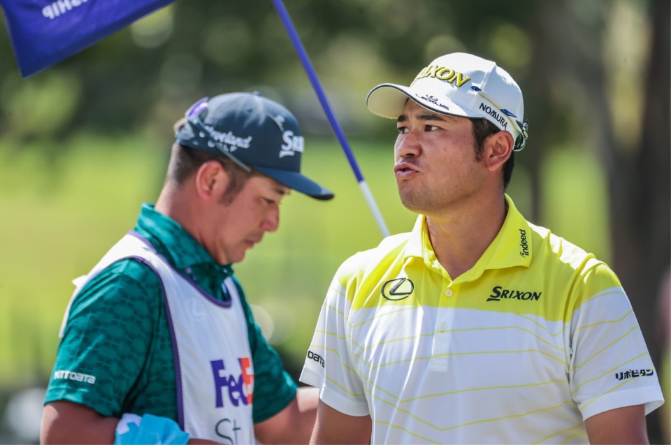 <strong>Hideki Matsuyama reacts to making par on the ninth hole of the final round of the FedEx St. Jude Championship at TPC Southwind Aug. 18.</strong> (Patrick Lantrip/The Daily Memphian)