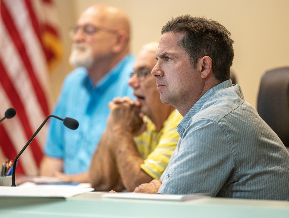 <strong>Arlington alderman Jeremy Biggs participates in a June 5, 2023, meeting.</strong> (Greg Campbell/Special to The Daily Memphian)