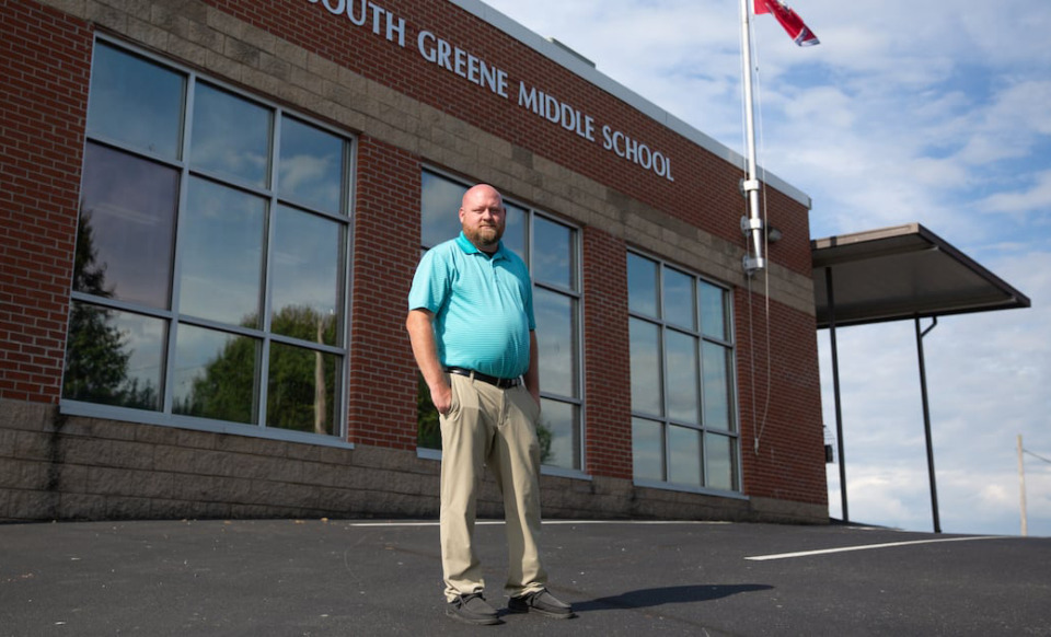 <strong>Josh Arrowood, who teaches sixth grade world history at South Greene Middle School in Greeneville, Tennessee, is open to carrying his .22 caliber handgun during class. A new state law that passed last spring would let him carry under certain conditions.</strong> (Courtesy Jessica Tezak/Chalkbeat)