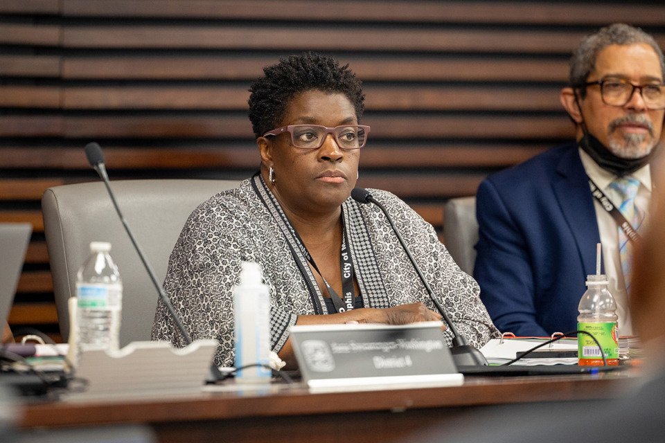 <strong>Rhonda Logan listens during the Memphis City Council's executive session July 9.</strong> (Benjamin Naylor/The Daily Memphian file)