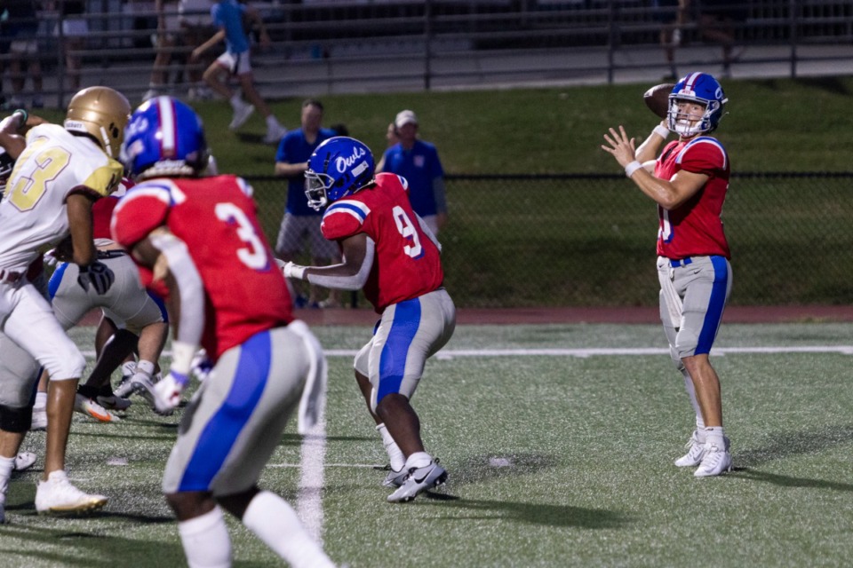 <strong>MUS&rsquo; Brady Hughes passes the ball during a game between MUS and Melrose at MUS.</strong> (Brad Vest/Special to The Daily Memphian file)&nbsp;