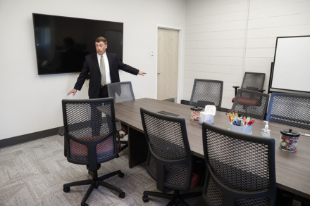 <strong>Collierville Schools Superintendent Russell Dyer the new central office&rsquo;s meeting rooms.</strong> (Mark Weber/The Daily Memphian)