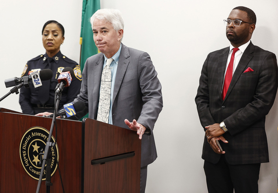 <strong>Shelby County District Attorney General Steve Mulroy attends a joint press conference with Memphis Police Department Chief C.J. Davis and Mayor Paul Young May 2.</strong> (Mark Weber/The Daily Memphian file)