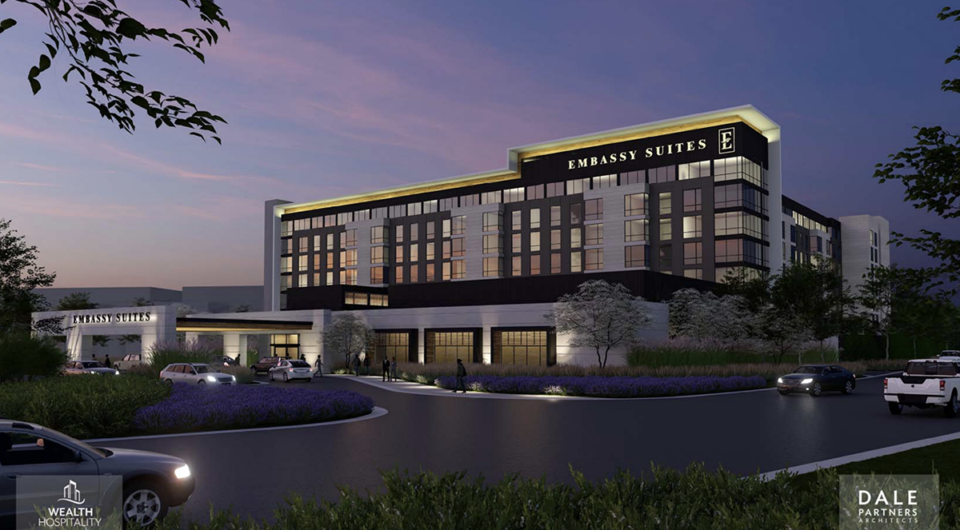 <strong>Construction on an Embassy Suites at the Landers Center should begin this fall, said Southaven Mayor Darren Musselwhite.</strong> (Courtesy Dale Partners Architects)&nbsp;