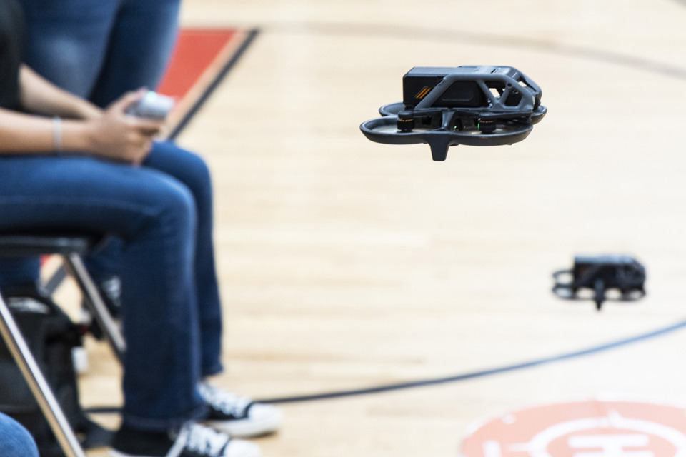 <strong>Drones take off to race during a competition at Middle College High.&nbsp;</strong>(Brad Vest/Special to The Daily Memphian)