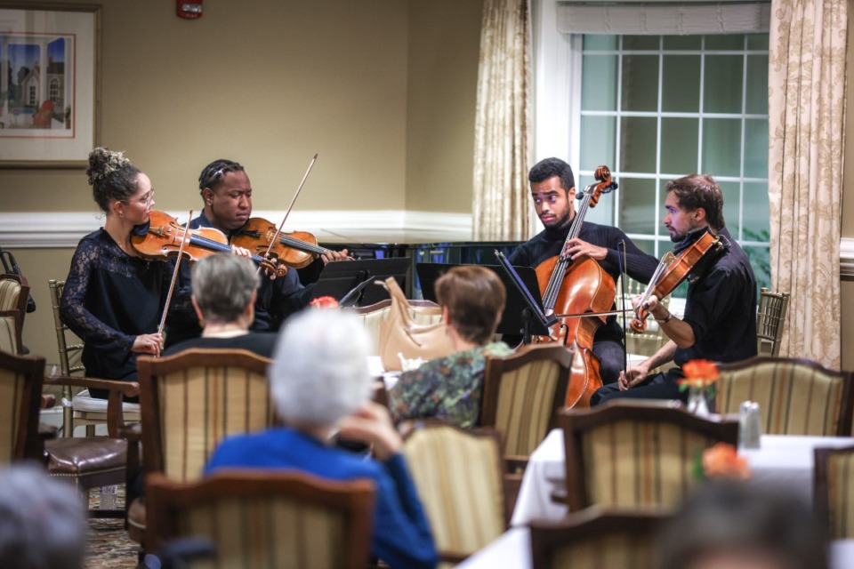 <strong>Memphis Symphony Orchestra fellows perform at the 2022 Trezevant Manor gala.&nbsp;</strong>(Jamie Harmon/Courtesy Trezevant Manor)