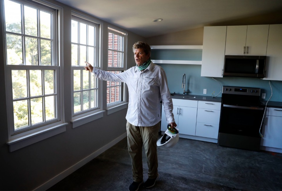 <strong>Developer Lauren Crews led a tour of the apartments at the old Marine Hospital before they were finished in 2020.</strong> (Mark Weber/The Daily Memphian)