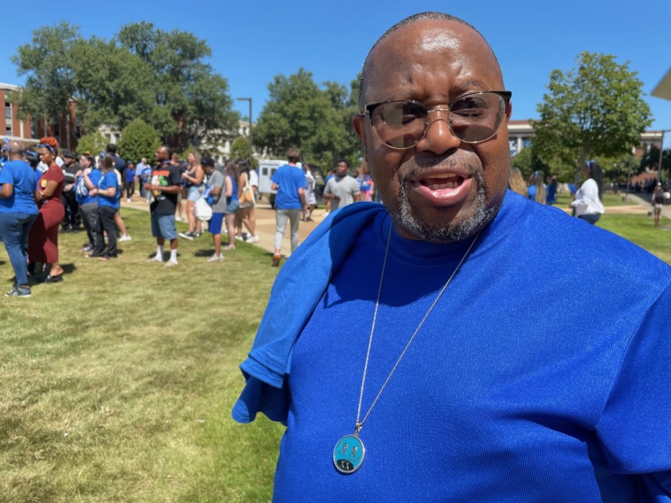 <strong>Vincent Clay, in Tiger blue last week at orientation events, is likely the oldest student in the freshman class at the University of Memphis. The first day of school is Monday, Aug. 26.</strong> (Jane Roberts/The Daily Memphian)