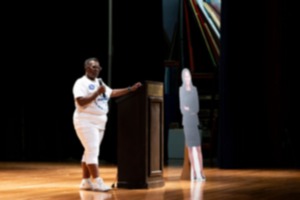 <strong>Tennessee State Representative Karen Camper is among the returning Democratic National Convention delegates who spoke Saturday, Aug. 24, 2024 at a Kamala Harris rally at Overton High School.</strong> (Brad Vest/Special to The Daily Memphian)