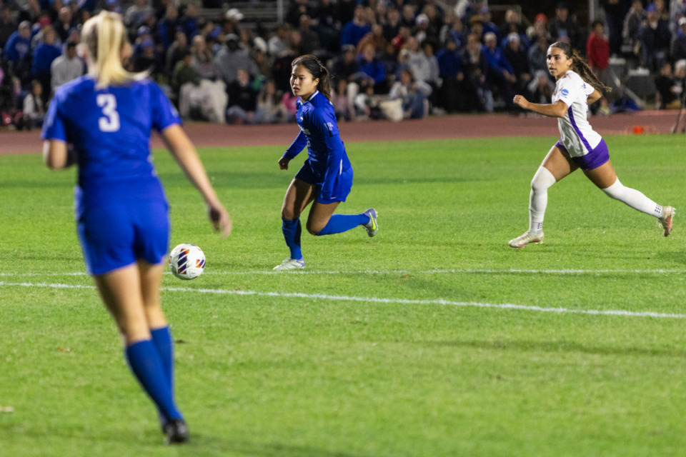 <strong>Memphis&rsquo; Momo Nakao looks for a shot during the first round of the women's NCAA Tournament between Memphis and LSU on Nov. 11, 2023. Nakao had three shots Sunday night in Memphis&rsquo; 2-1 win over Ole Miss.</strong> (Brad Vest/Special to The Daily Memphian file)&nbsp;