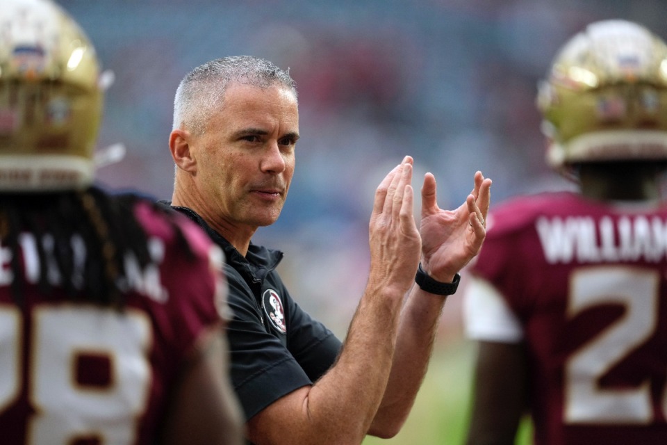 <strong>Florida State head coach Mike Norvell and his Seminoles lost to Georgia Tech on Saturday. The Florida State loss probably did not help the Memphis Tigers who play the Seminoles Sept. 14</strong>. (AP File photo/Rebecca Blackwell, File)