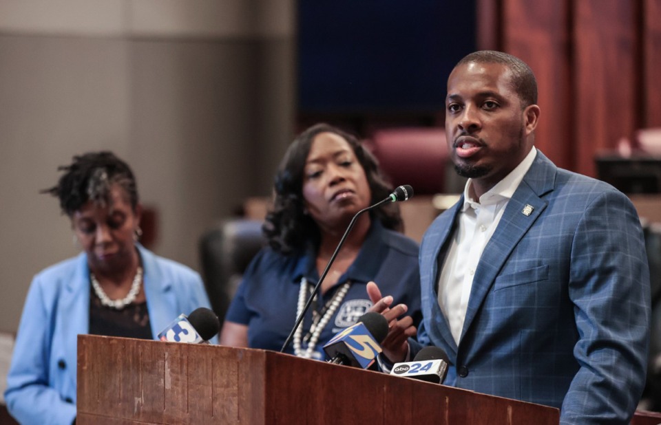 <strong>Memphis City Council Chairman JB Smiley Jr. speaks at an Aug. 30 press conference at Memphis City Hall.</strong> (Patrick Lantrip/The Daily Memphian)