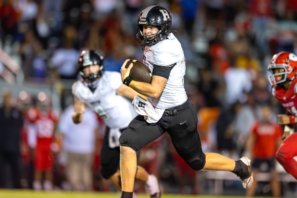 <strong>Chandler Day of the Houston Mustangs runs for a touchdown during a game against Germantown High Sept. 6, 2024.</strong> (Wes Hale/Special to The Daily Memphian file)&nbsp;