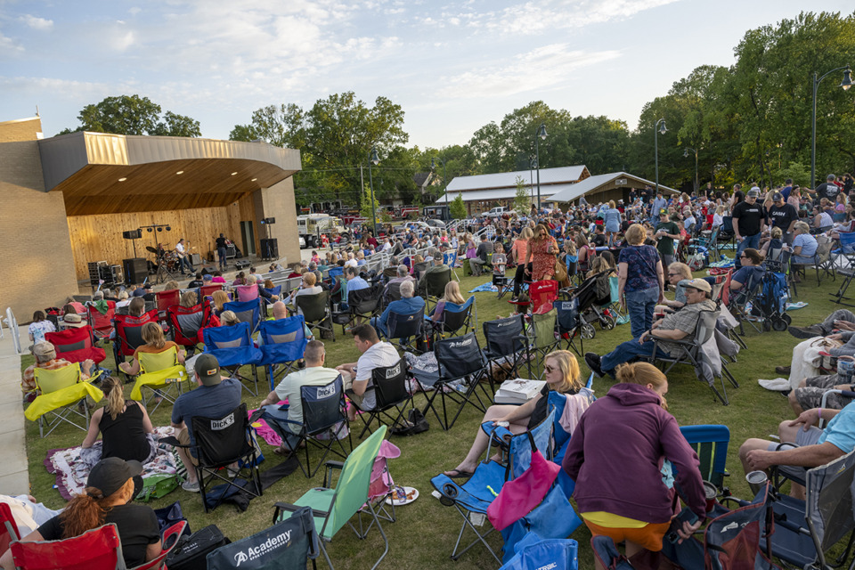 <strong>Soccer fields at Arlington&rsquo;s Forrest Street Park will get new lights after the city received a Local Parks &amp; Recreation Fund grant. An overflow crowd attended the inaugural Music on the Square at The Crossings Amphitheater in Forrest Street Park in May 2021.</strong> (Greg Campbell/Special to The Daily Memphian file)