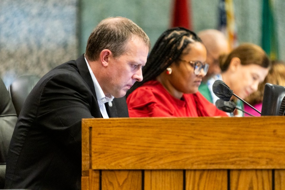 <strong>David Bradford (left) was one of three Shelby County commissioners to vote against backing the Memphis City Council&rsquo;s lawsuit against the Shelby County Election Commission, while Britney Thornton (right) was on the winning side.</strong> (Brad Vest/The Daily Memphian file)