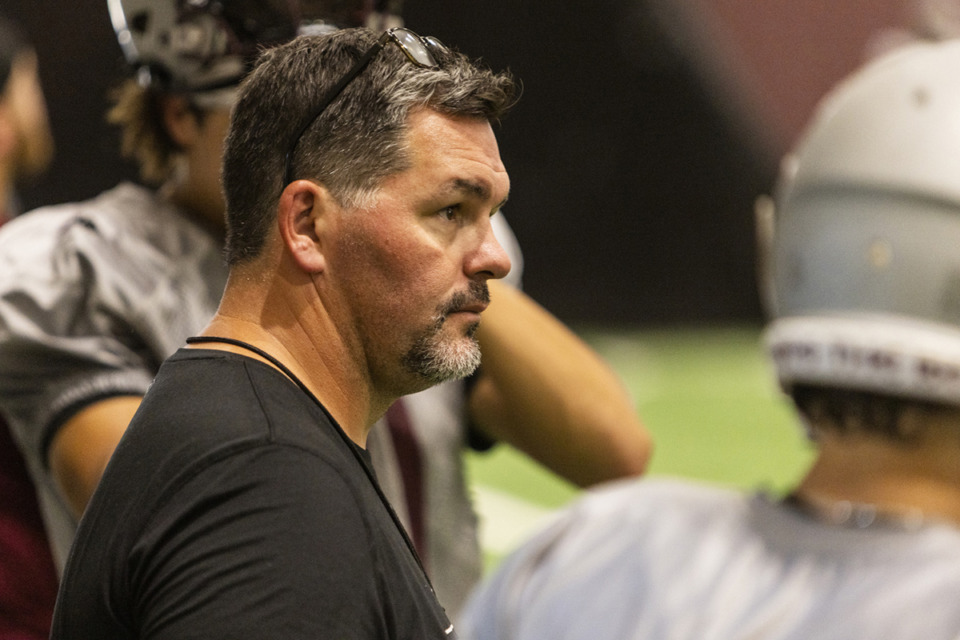 <strong>Joe Rocconi, head coach of the Collierville High School football team, is seen during practice.</strong> (Brad Vest/Special to The Daily Memphian)