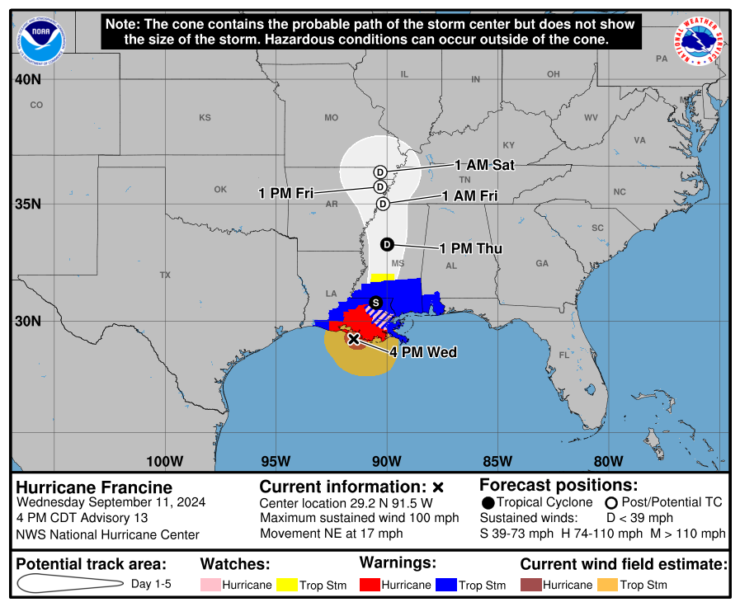 <strong>The potential path of the storm.</strong> (National Weatther Service - Memphis)