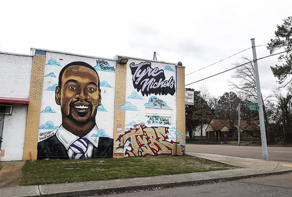 <strong>A Tyre Nichols mural pictured on Tuesday, February 14, 2023, by artist David Yancy on Jackson Avenue.</strong> (Mark Weber/The Daily Memphian file)