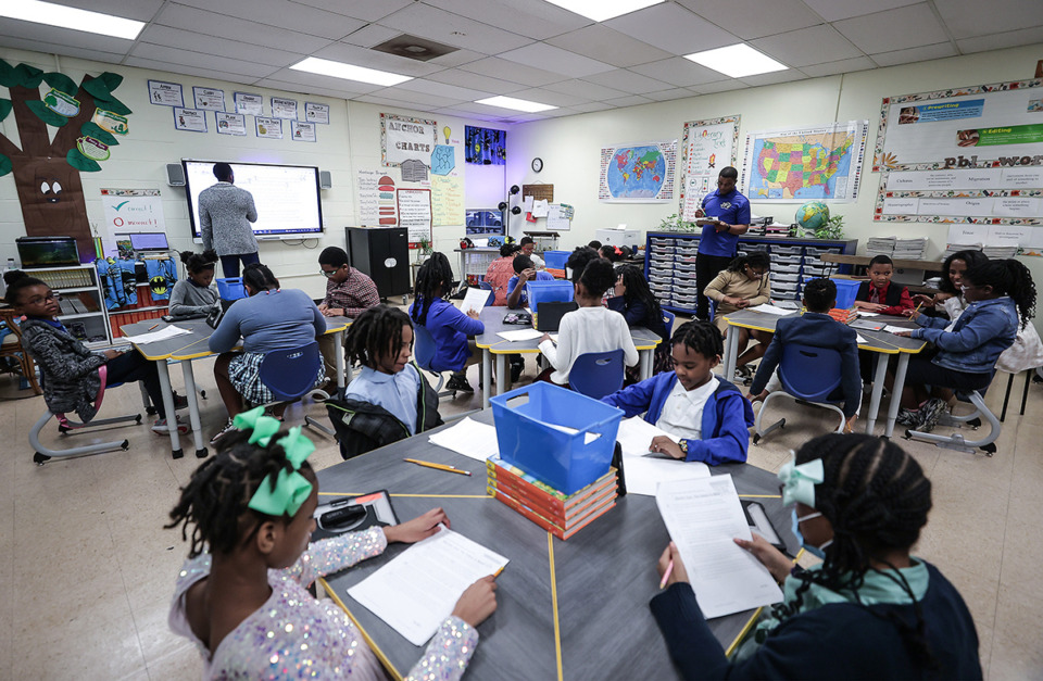 <strong>Third-grade students at John P. Freeman Optional School attend class April 11, 2024. The Memphis-Shelby County Schools staff is 2% smaller this coming school year than the prior school year.</strong> Patrick Lantrip/The Daily Memphian)