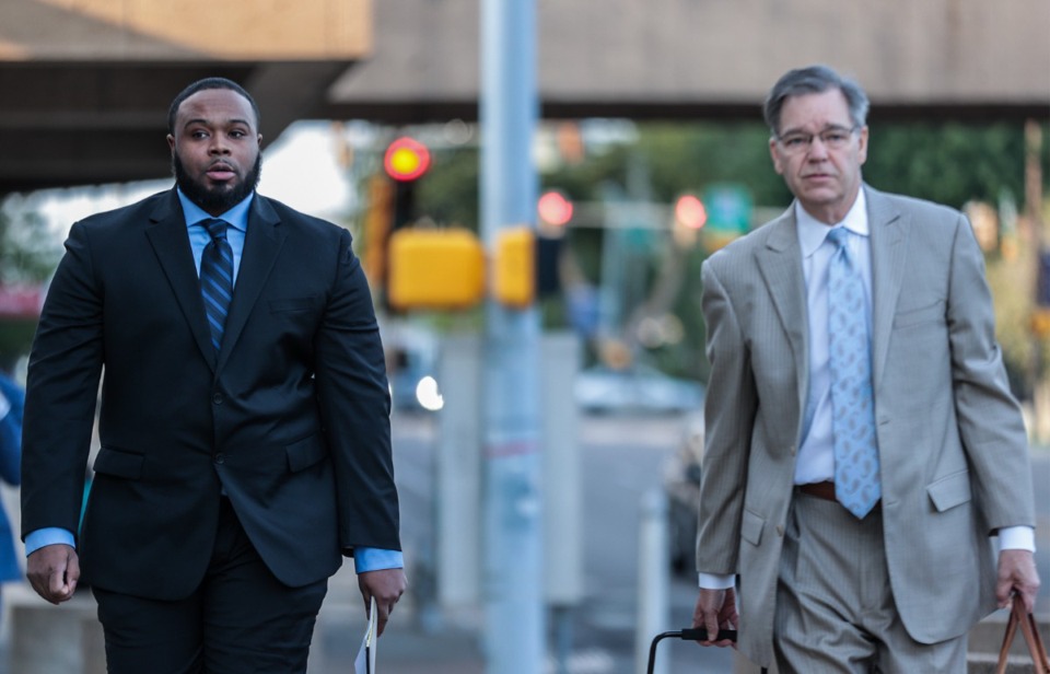 <strong>Demetrius Hailey (left) walks into the Odell Horton Federal Building before a Sept. 10, 2024 court hearing.</strong> (Patrick Lantrip/The Daily Memphian)